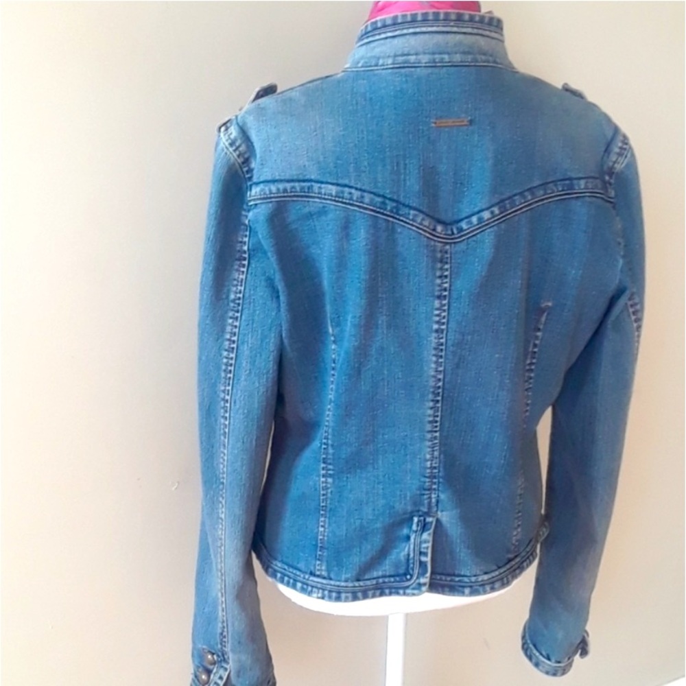 Vintage DKNY Denim Military Jacket with Bronze Buttons - Picture 8 of 10